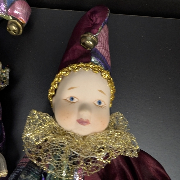 Vintage Colorful Jester Dolls Set Porcelain - Picture 7 of 8
